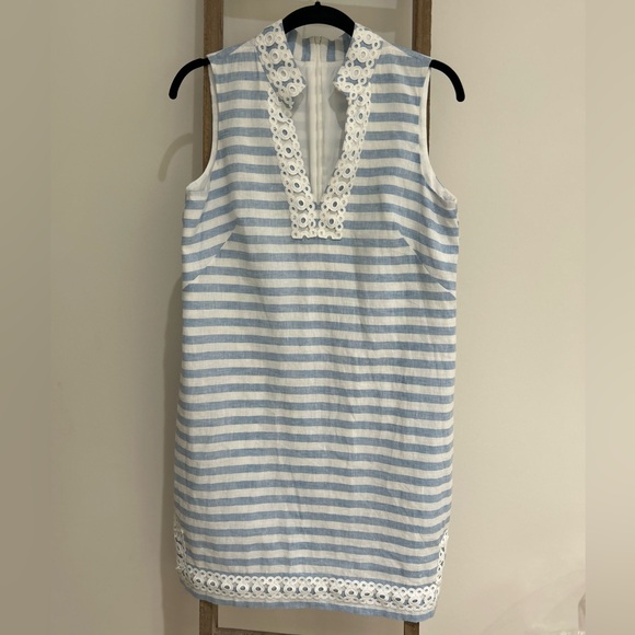 Eliza J Dresses & Skirts - Eliza J Stripe Sleeveless Linen Cotton Shift Sheath Midi Dress Size 8